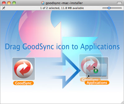 Программа установки GoodSync для Mac - Перетаскивание