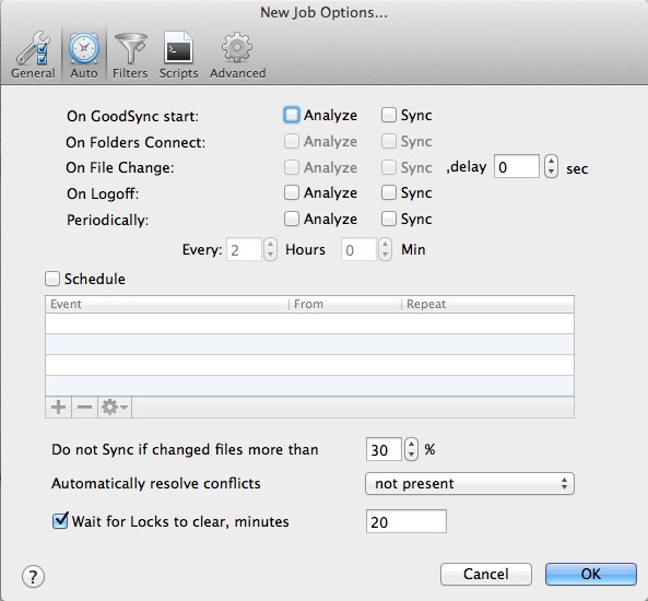 Automatic Job Settings