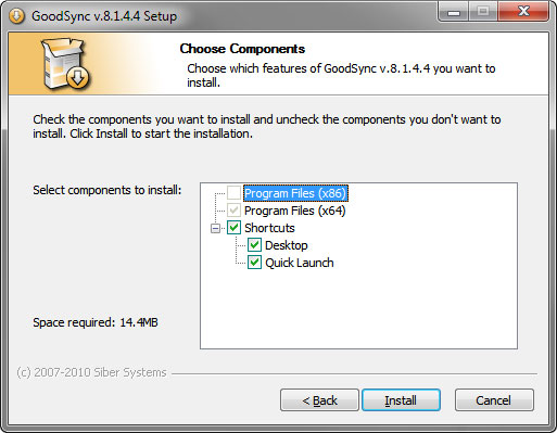 Choose Components dialog