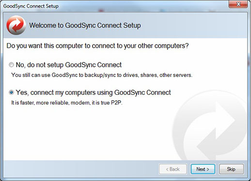 GoodSync Connect Setup Dialog