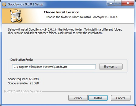 Choose Installation Location dialog