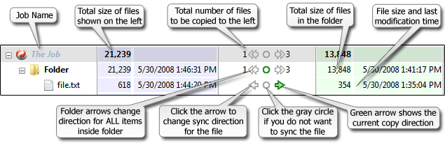 Example of GoodSync User Interface
