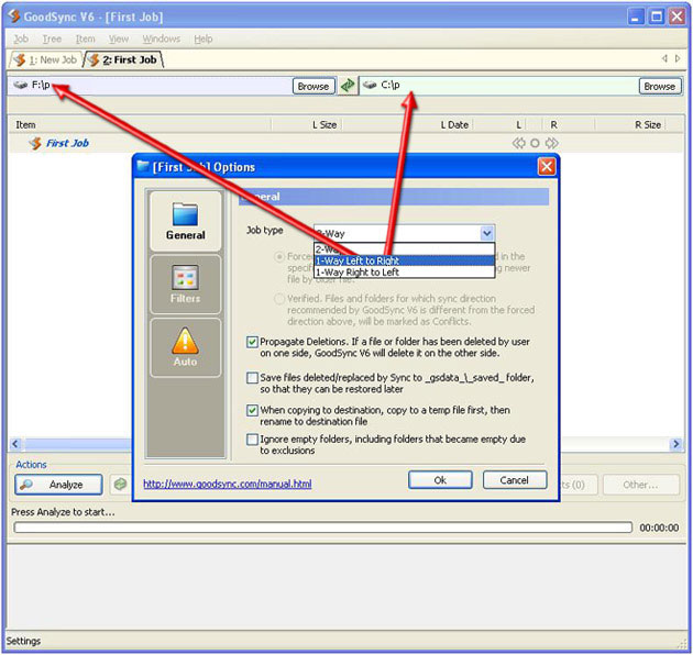 Using GoodSync to perform a Backup: Step 2