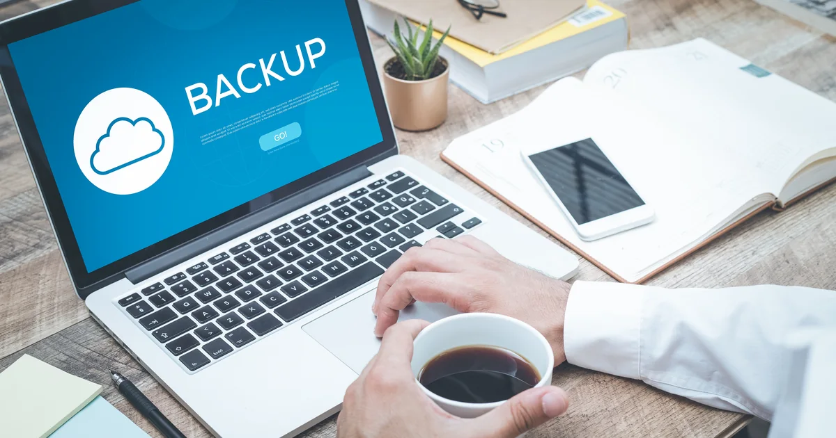 Backup screen displayed on a laptop