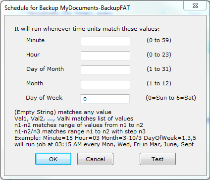 GoodSync schedule configured to run on Sunday